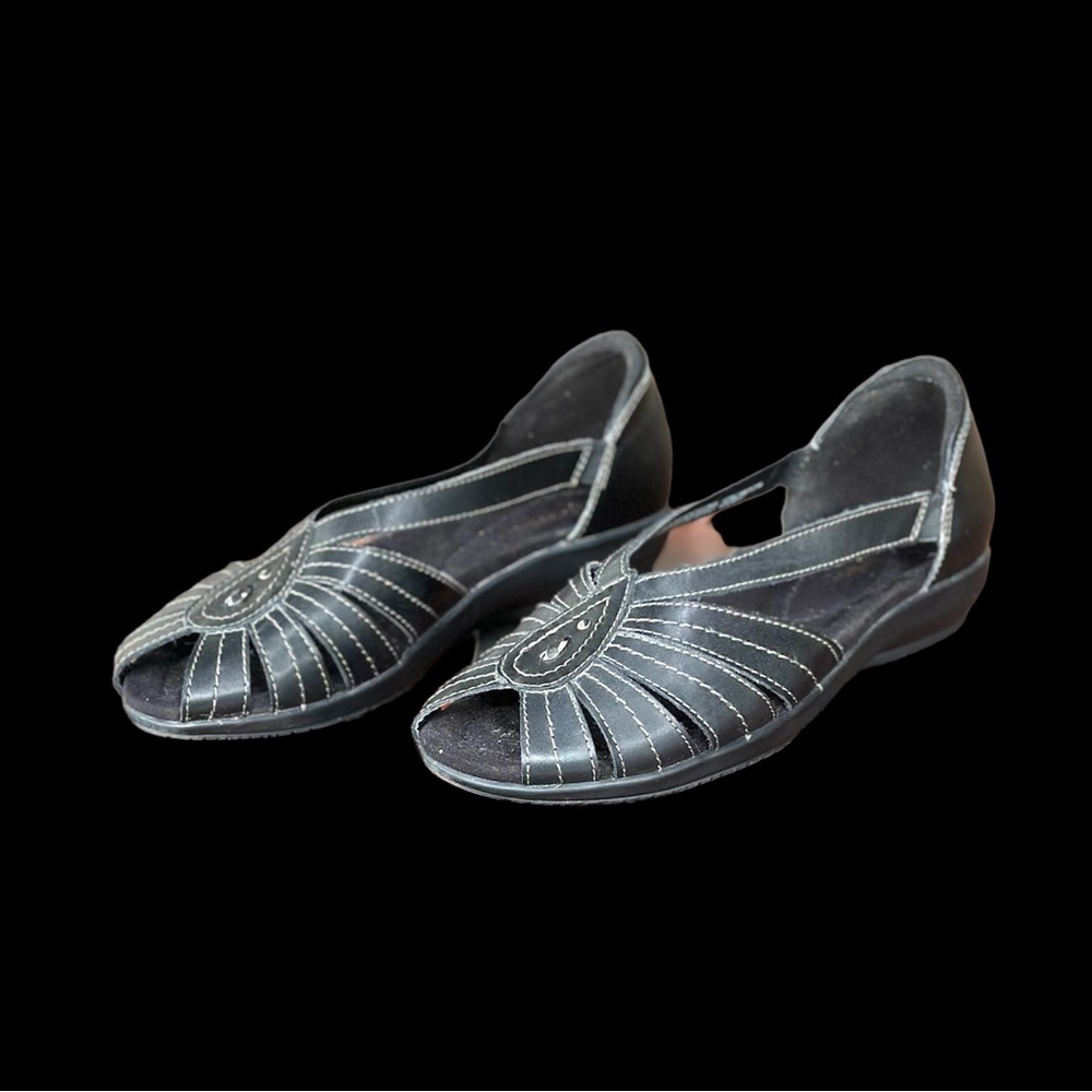 Women's Thom Mcan Mallory Sandals Black Leather Casua… Gem